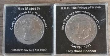 2 munten Lady Diana/Charles en Queen Elisabeth II beschikbaar voor biedingen