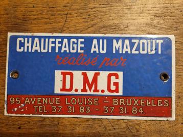 plaque émaillée chauffage au mazout D.M.G publicitaire, Enlèvement ou Envoi, Utilisé, Panneau publicitaire