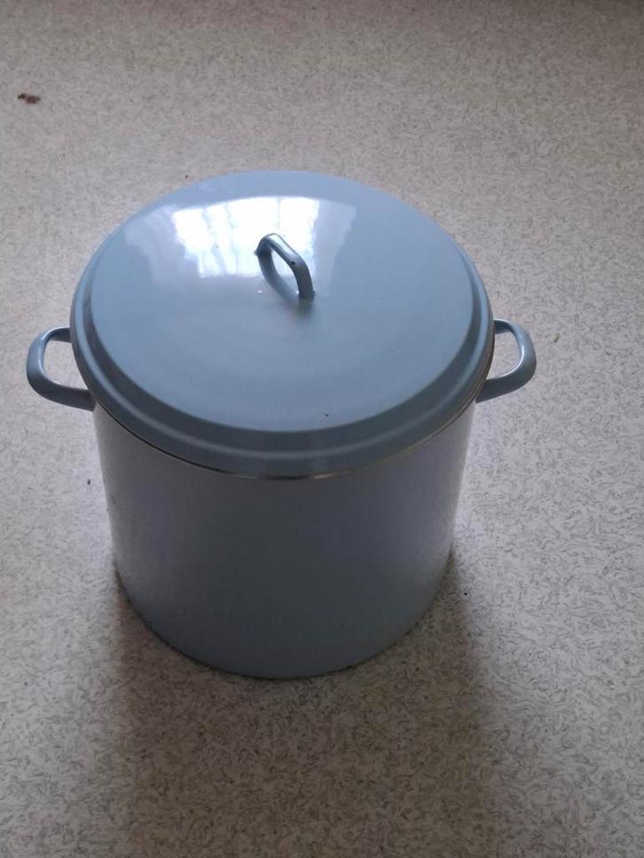 Vintage Emaille Weckketel - Grijs Gewolkt - Grote Soeppan, Huis en Inrichting, Keuken | Potten en Pannen, Ophalen