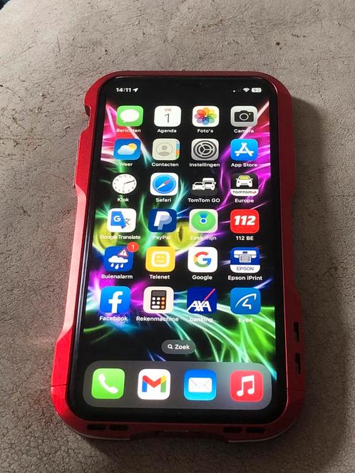 iphone x 256GB Kleur wit met rode aluminium case, Télécoms, Téléphonie mobile | Apple iPhone, Comme neuf, 256 GB, Sans abonnement