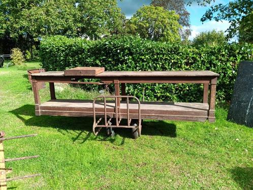 Stoffen tafel eik,  schuurvondst, Huis en Inrichting, Tafels | Sidetables, Gebruikt, 50 tot 75 cm, 200 cm of meer, Rechthoekig