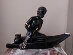 Vintage beeld gips Afrikaanse vrouw in prauw boot DM 022, Antiek en Kunst, Kunst | Beelden en Houtsnijwerken, Ophalen of Verzenden