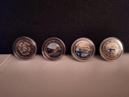 lot van 4 Gekleurde 2 euromunten finland, Postzegels en Munten, Edelmetalen en Baren, Ophalen of Verzenden