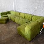 Canapé vintage en velours vert côtelé, Autres matériaux, Enlèvement, Banc d'angle, Utilisé