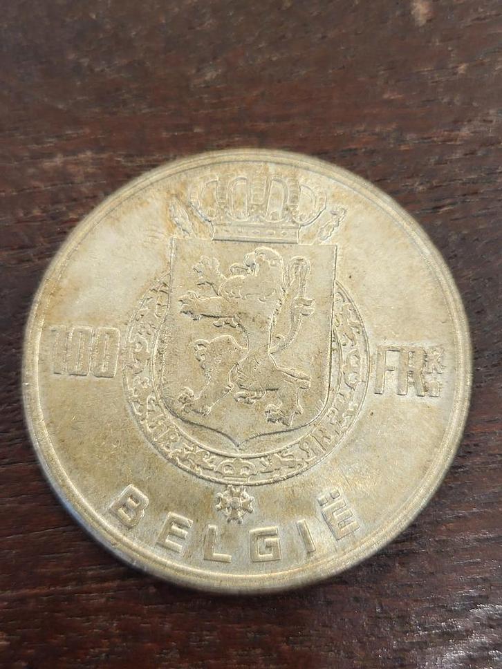 Zilveren 100 Frank België 1949 – 0.835 zilver, Postzegels en Munten, Munten | België, Losse munt, Zilver, Zilver, Ophalen of Verzenden