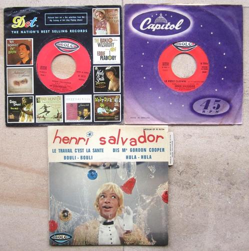 Lot van 3 HENRI SALVADOR singles (Rigolo/1964-65), Cd's en Dvd's, Vinyl Singles, Gebruikt, Single, Overige genres, 7 inch, Ophalen of Verzenden