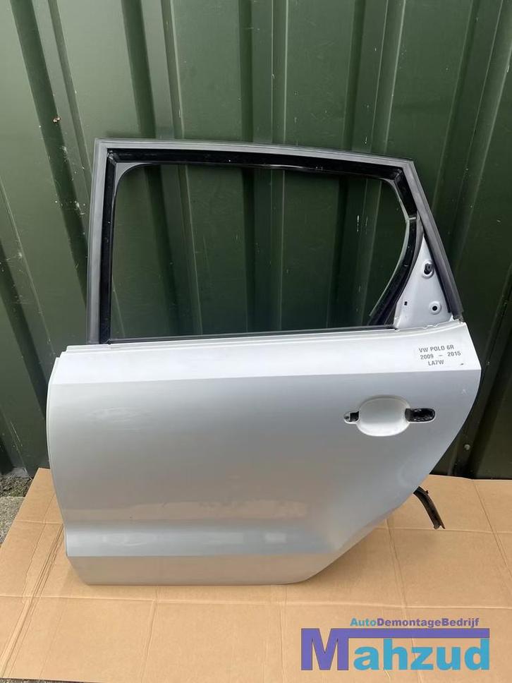 VW POLO 6R 6C zilver LA7W Links achter deur portier 2009-201, Auto-onderdelen, Carrosserie, Deur, Volkswagen, Achter, Links, Gebruikt