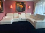 Hoekbank, wit leer zeer mooi met elektrische lig elementen, Huis en Inrichting, Ophalen, Zo goed als nieuw, Leer, Tijdloos elegant