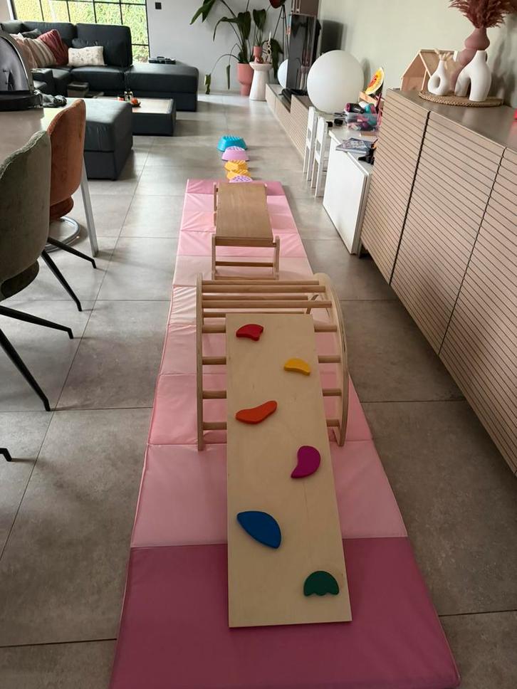 Klimrek, evenwichtsbalk en balanceerstenen, Kinderen en Baby's, Speelgoed | Houten speelgoed, Zo goed als nieuw, Ophalen