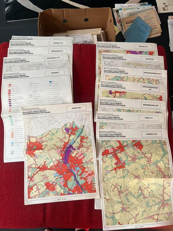 Oude gewestkaarten Aalst Ninove Geraardsbergen Zottegem, Livres, Atlas & Cartes géographiques, Comme neuf, Enlèvement ou Envoi