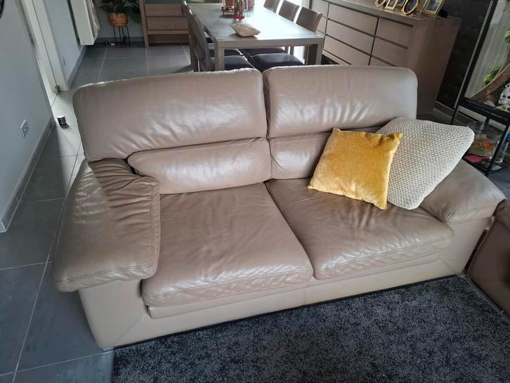 3 & 2 zit in beige buffelleder, Huis en Inrichting, Zetels | Zetels, Ophalen of Verzenden