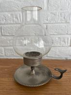 Vintage kandelaar met glas en handvat (hoogte 18 cm), Ophalen, Overige materialen