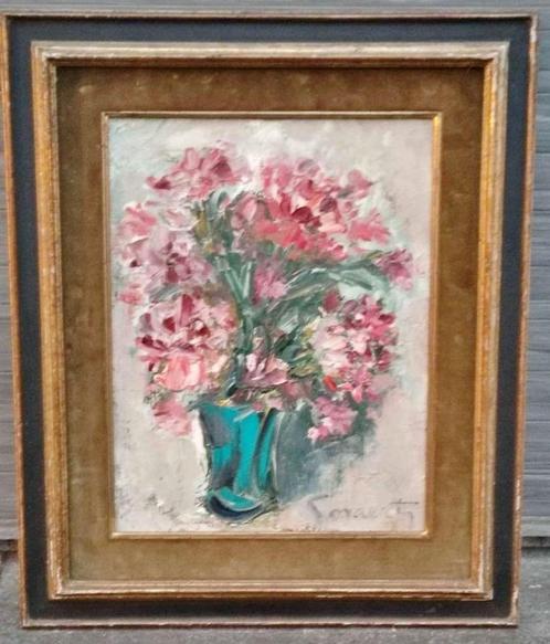 Huile sur panneau fleur signe jean govaerts, Antiek en Kunst, Kunst | Schilderijen | Klassiek, Ophalen of Verzenden