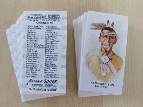 Celebrated Indian Chiefs complete set 50 chromos REPRO 1989, Verzamelen, Foto's en Prenten, Overige onderwerpen, 1980 tot heden