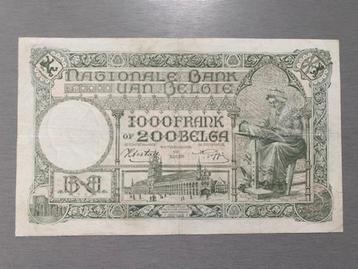 1000 fr 200 belga 1943 beschikbaar voor biedingen