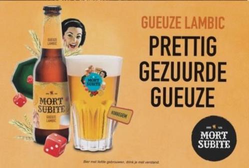 Reclamebord vintage Mort Subite Gueuze Lambic - mancave new, Verzamelen, Biermerken, Nieuw, Reclamebord, Plaat of Schild, Ophalen of Verzenden