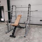 Panatta squat rack + panatta bankje +Olympische gewicht set, Sport en Fitness, Ophalen, Zo goed als nieuw