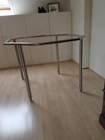 inox onderstel met glazen blad als tafel, Ophalen, 50 tot 100 cm, 100 tot 150 cm, Zo goed als nieuw