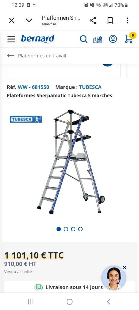 Echelle Plateau Tubesca, Doe-het-zelf en Bouw, Ladders en Trappen, Ophalen, Gebruikt, Ladder, Opvouwbaar of Inschuifbaar