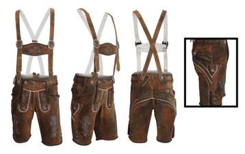 Lederhosen Oktoberfest Trachten Mode Bruin Leer Stonewashed