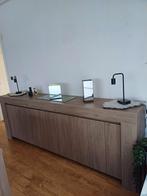 Volledige eetkamer met 6 moderne lederlook stoelen., Huis en Inrichting, Ophalen, Zo goed als nieuw