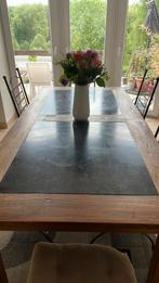 Table en teck et pierres bleues 2m x 1m x 76 cm, Ophalen, Gebruikt, 100 tot 150 cm, Teakhout