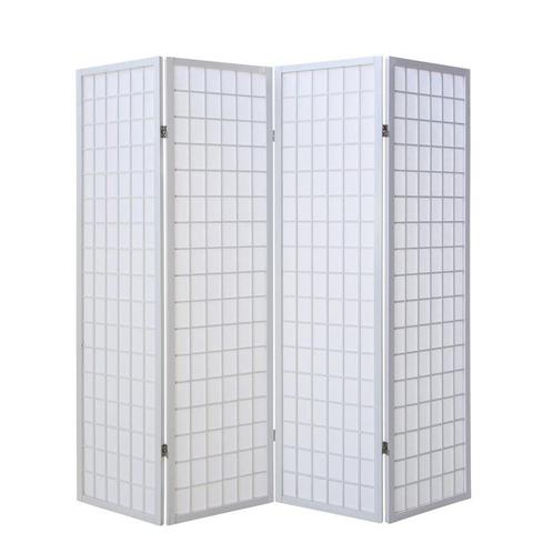 Kamerscherm hout scheidingswand 4 delig Japanse stijl wit, Maison & Meubles, Accessoires pour la Maison | Paravents d'intérieur