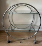 Art Deco Serveerwagen Serveertafel Bauhaus MidCentury Chroom, Ophalen, Zo goed als nieuw, Glas