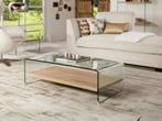 Design Glazen sidetable salontafel MDF melamine onderplank, Huis en Inrichting, Woonaccessoires | Overige, Nieuw, Ophalen