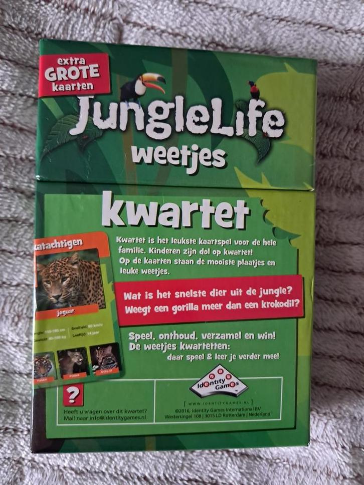 Jungle life weetjes kwartet, Verzamelen, Speelkaarten, Jokers en Kwartetten, Zo goed als nieuw, Kwartet(ten), Ophalen of Verzenden