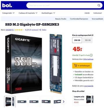 NIEUW GESEALD 2x GIGABYTE SSD NVMe 2280 256GB PCI-e 3.0 x4