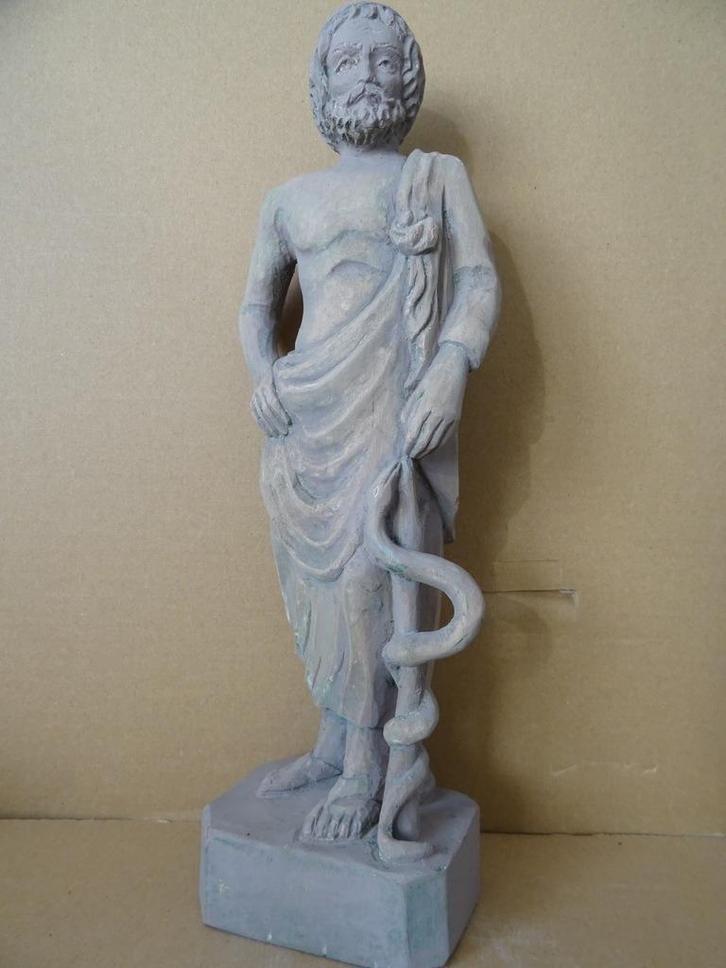 Houten beeld Asclepius Griekse God van de Geneeskunde 36cm, Antiek en Kunst, Kunst | Beelden en Houtsnijwerken, Ophalen of Verzenden