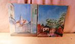 2 Mooi geschilderde Werken 'Zuiderse Zichten' - gesigneerd, Antiek en Kunst, Ophalen of Verzenden