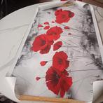 Canvas doek met klaprozen prent 1mx50, rand 2,5cm, Huis en Inrichting, Ophalen, Nieuw