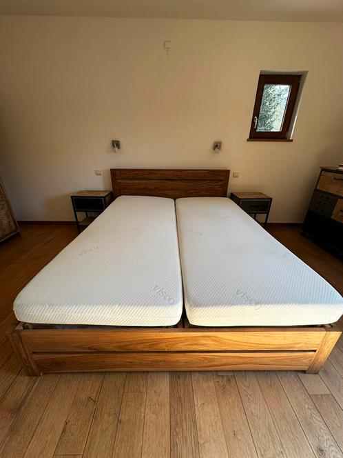 Cadre de lit bois massif - prix neuf 789€, Huis en Inrichting, Slaapkamer | Bedden, Zo goed als nieuw, Tweepersoons, 160 cm, 200 cm