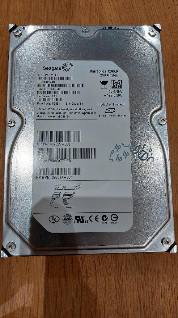HDD 3.5 Seagate 250 GB SATA - ST3250624AS, Computers en Software, Harde schijven, Gebruikt, Desktop, Intern, HDD, SATA, Ophalen