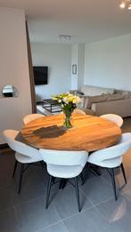 Ronde houten eettafel 150 cm – massieve uitstraling, Huis en Inrichting, Tafels | Eettafels, Ophalen, Zo goed als nieuw