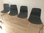LOT de 4 chaises coque noire pieds bois, Comme neuf, Quatre, Noir, Bois