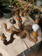 Houten luchter met 5 armen, Enlèvement, Utilisé, Bois, Rustiek