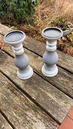 2 houten kandelazrs, Ophalen, Zo goed als nieuw