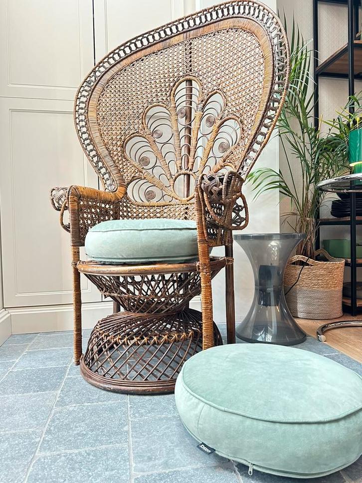 Vintage Peacockchair , bamboe en gevlochten rotan, Huis en Inrichting, Fauteuils, Zo goed als nieuw, Ophalen