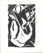 Joris Minne houtsnede "Le Defi", met de originele schets, Antiek en Kunst, Kunst | Etsen en Gravures, Ophalen