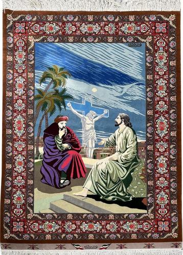 Iran GHOUM oosters vloerkleed: 1,05 x 1,48 M - Laine & Silk beschikbaar voor biedingen