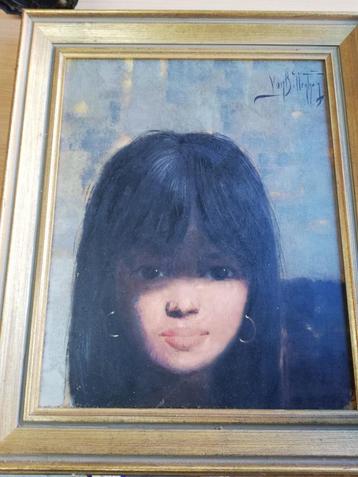 Schilderij: portret: meisje met de oorbel; gesigneerd beschikbaar voor biedingen