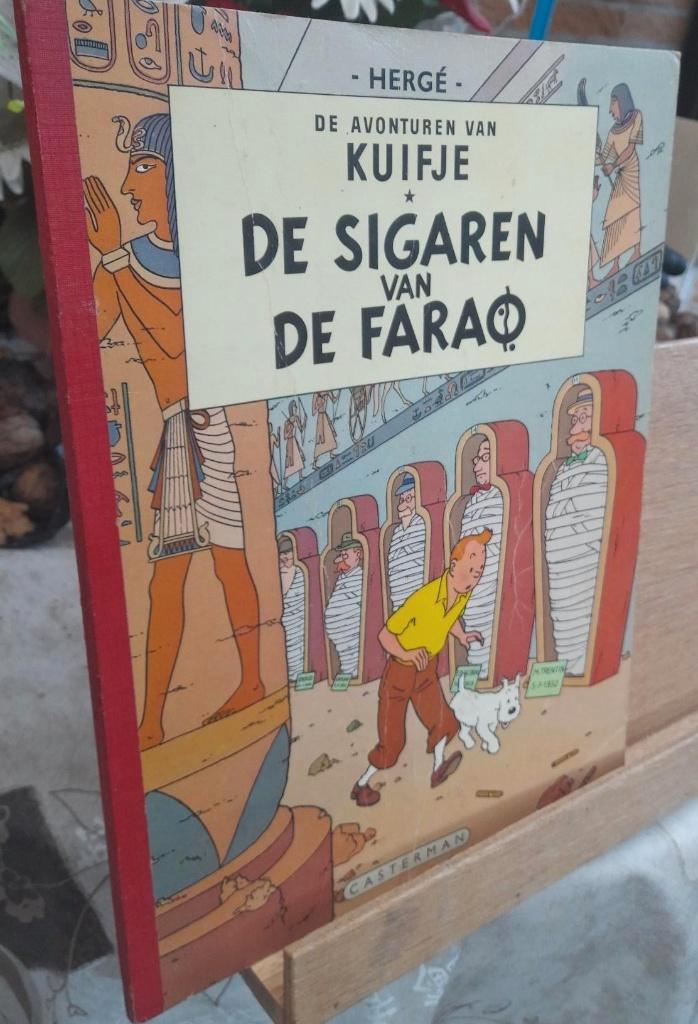 kuifje de sigaren van de farao met linnen rug Sc   1955, Boeken, Stripverhalen, Gelezen, Eén stripboek, Ophalen of Verzenden