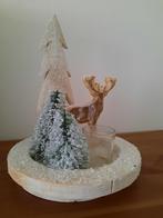 Kerst - kerstdecoratie houten boom met eland + theelicht, Ophalen of Verzenden, Zo goed als nieuw