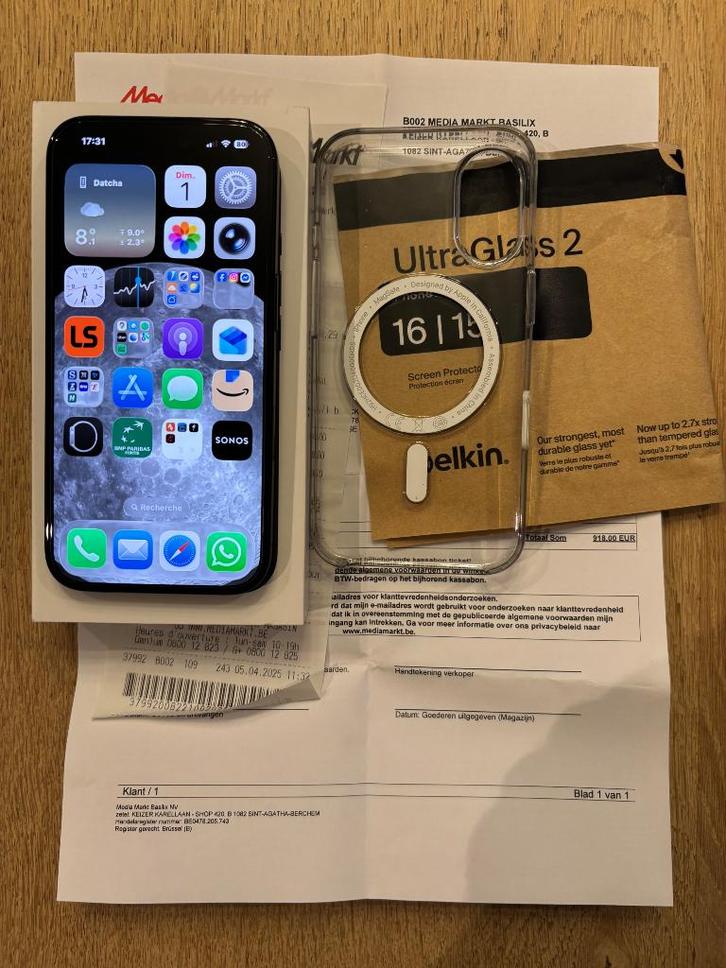 Apple Iphone 16 Black Garantie 04/2027. Batterie 100% !! NEW, Télécoms, Téléphonie mobile | Apple iPhone, Comme neuf, 128 GB, Sans abonnement