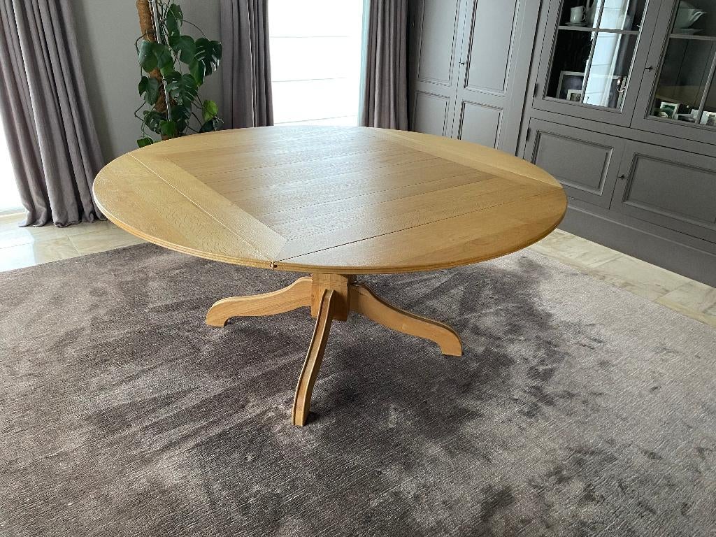 RUSTIEK MASSIEF EIKEN TAFEL EN STOELEN TE KOOP, Huis en Inrichting, Ophalen, Gebruikt, Rustiek, Eikenhout