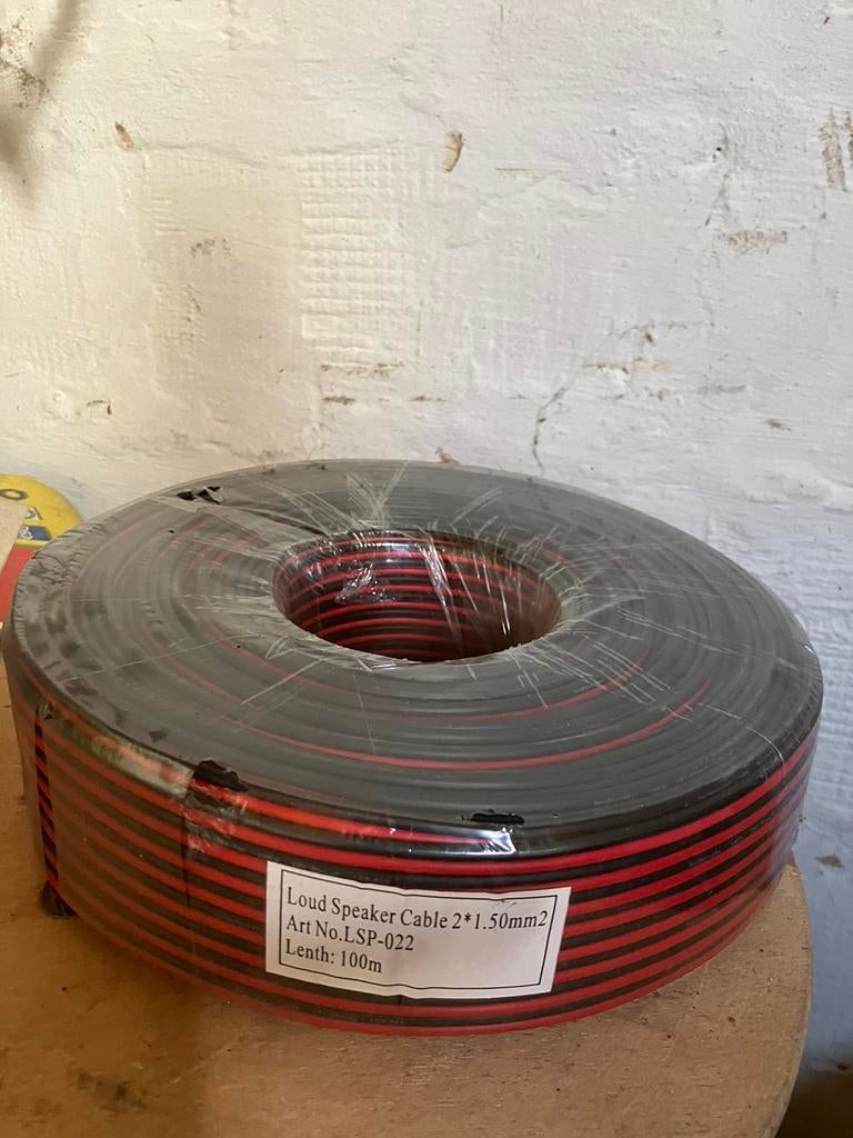 Luidsprekerkabel op rol ( 100 meter ), TV, Hi-fi & Vidéo, Câbles audio & Câbles de télévision, Enlèvement, Câble de haut-parleur