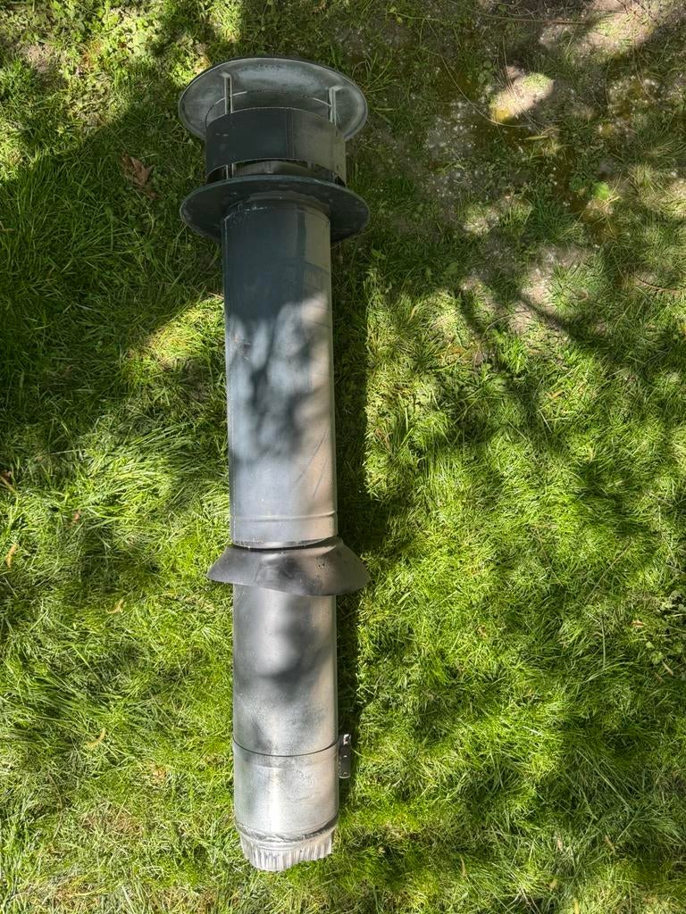 Dubbelwandige schoorsteenpijp Ø200 met regenkap 140 cm, Ophalen, Gebruikt, Vrijstaand, Overige soorten